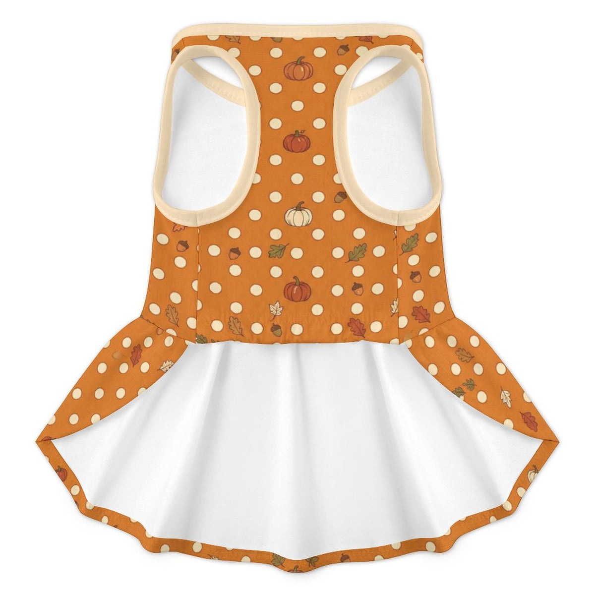 Autumn Pumpkin Polka Dot French Bulldog Ruffle Dress