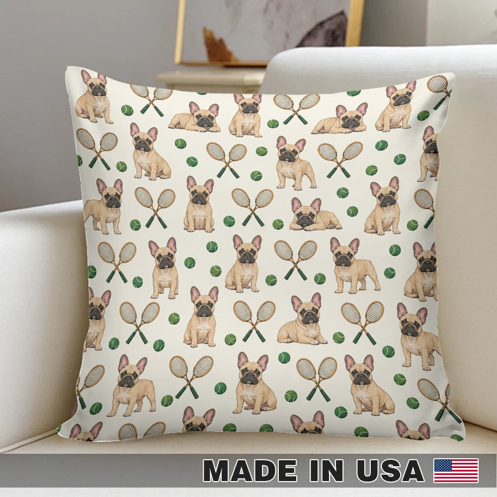 Frenchie Tennis Social Pillow Cover