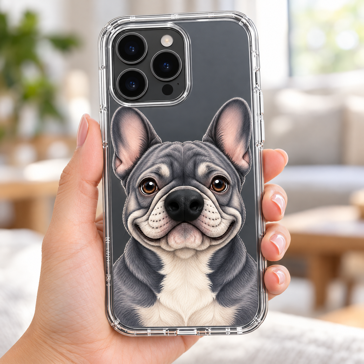 Approved main image: Blue Frenchie 3D Nose Clear Phone Case