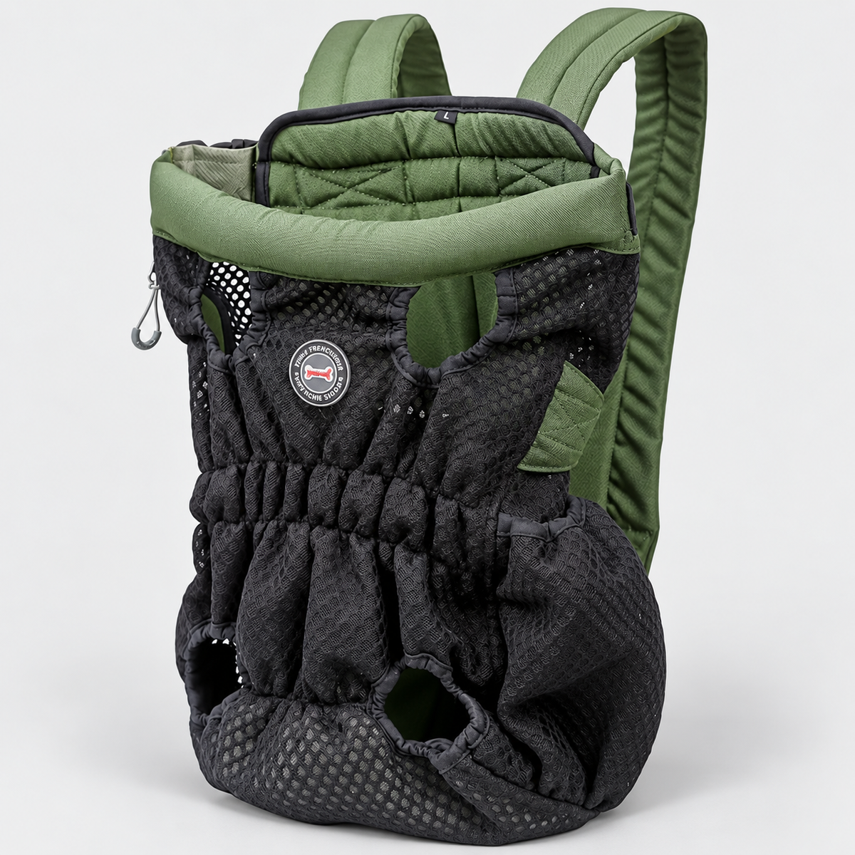 Breathable Mesh French Bulldog Backpack Carrier — Green Black product photo