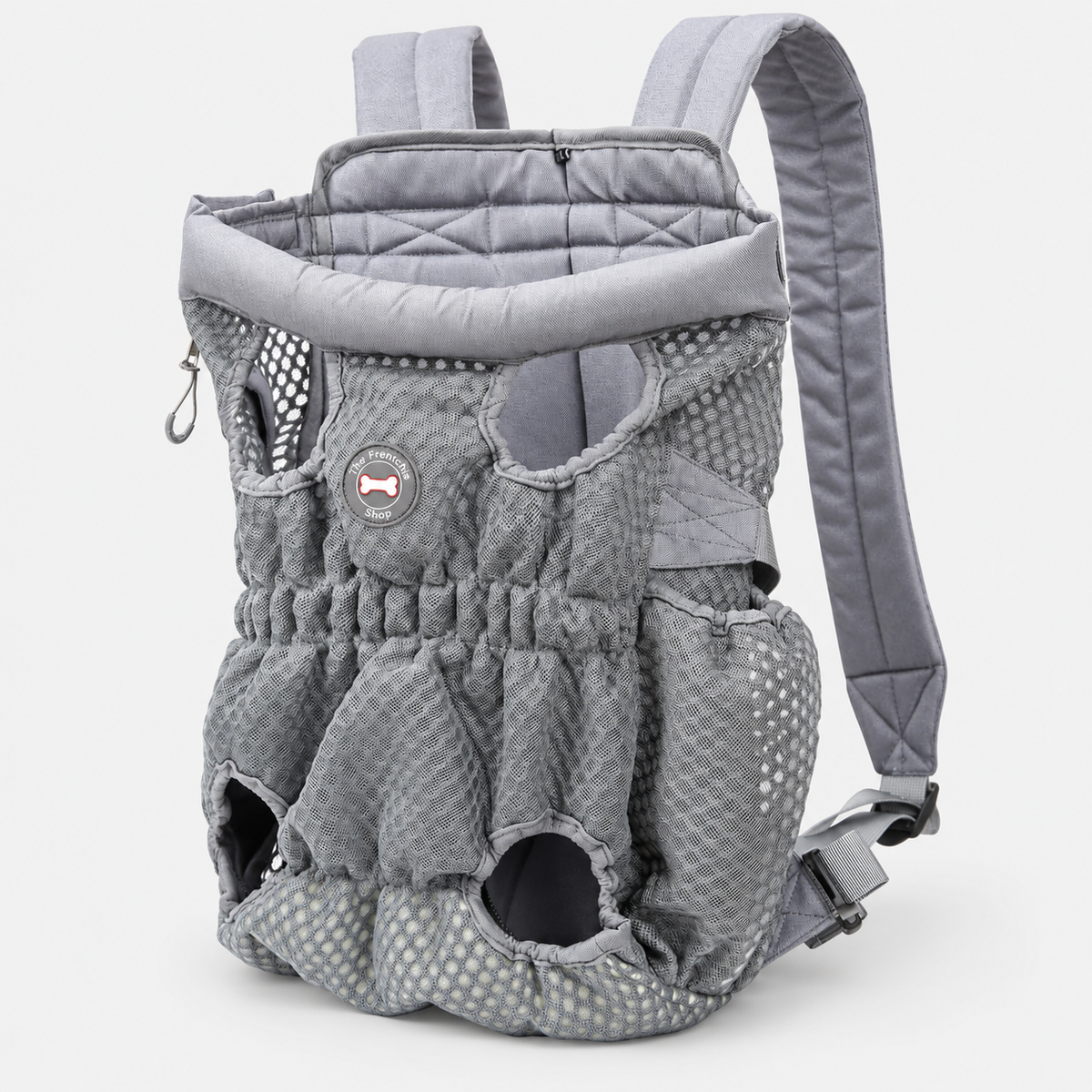 Breathable Mesh French Bulldog Backpack Carrier — Grey product photo