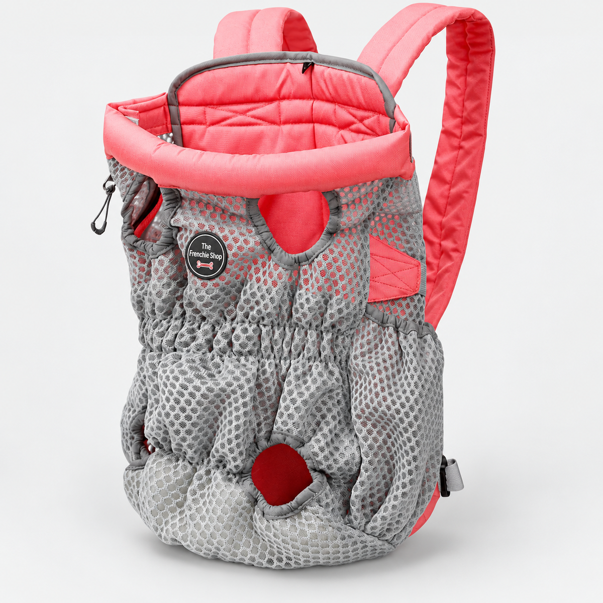 Breathable Mesh French Bulldog Backpack Carrier — Pink Grey product photo