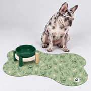 Sage Sketch Frenchie Bone-Shaped Dog Bowl Mat