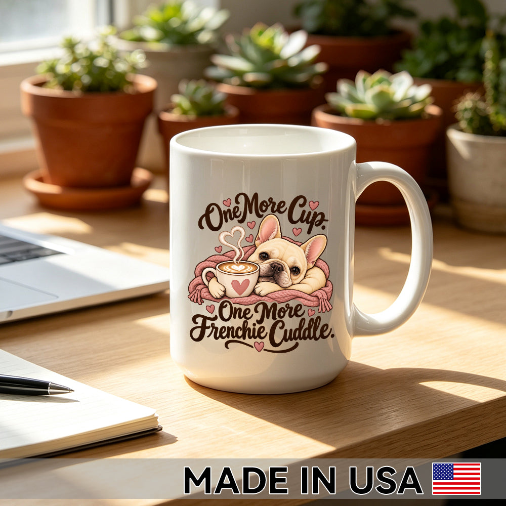 One More Cup. One More Frenchie Cuddle. — French Bulldog Coffee Mug