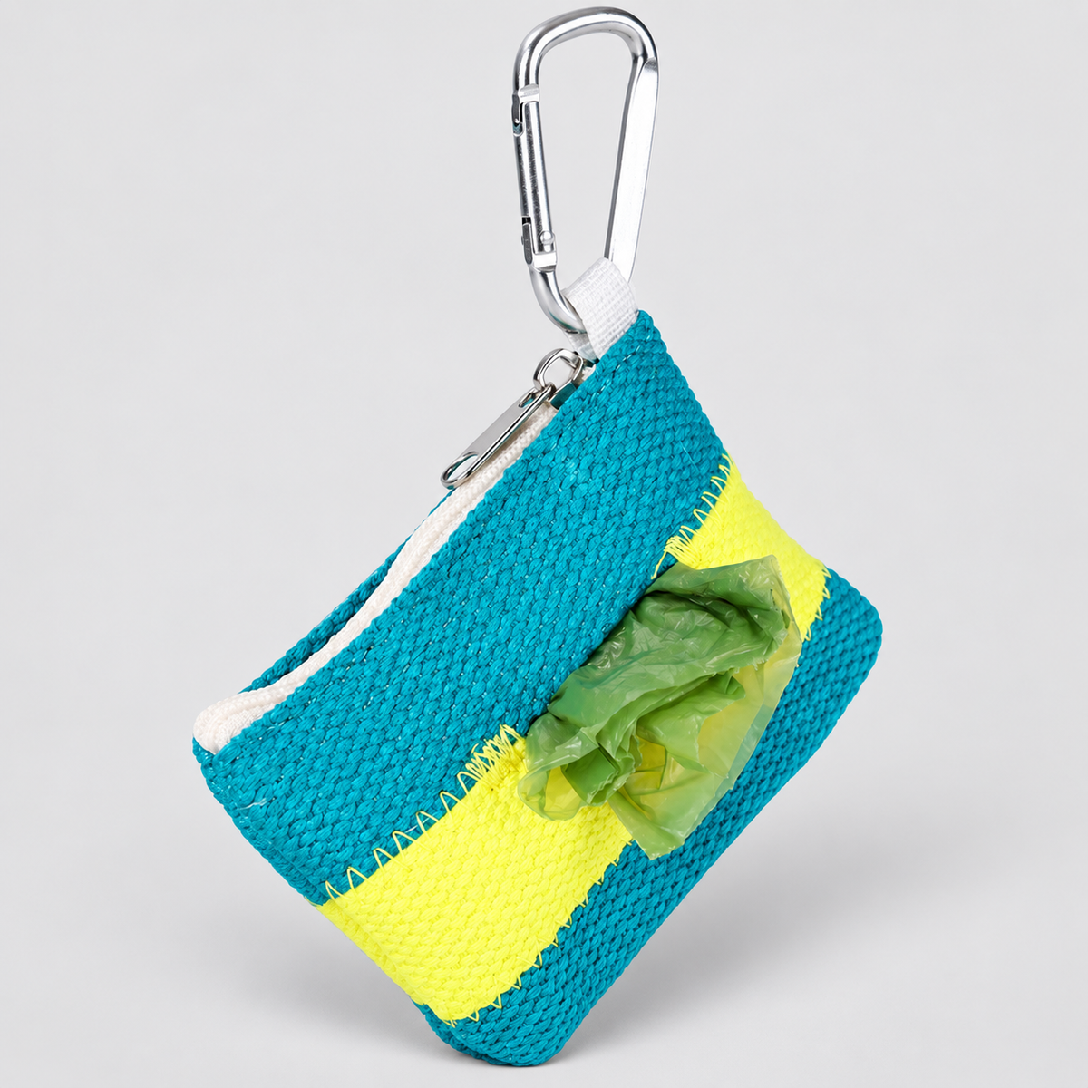 Colorblock French Bulldog Waste Bag Pouch — Aqua Yellow product photo
