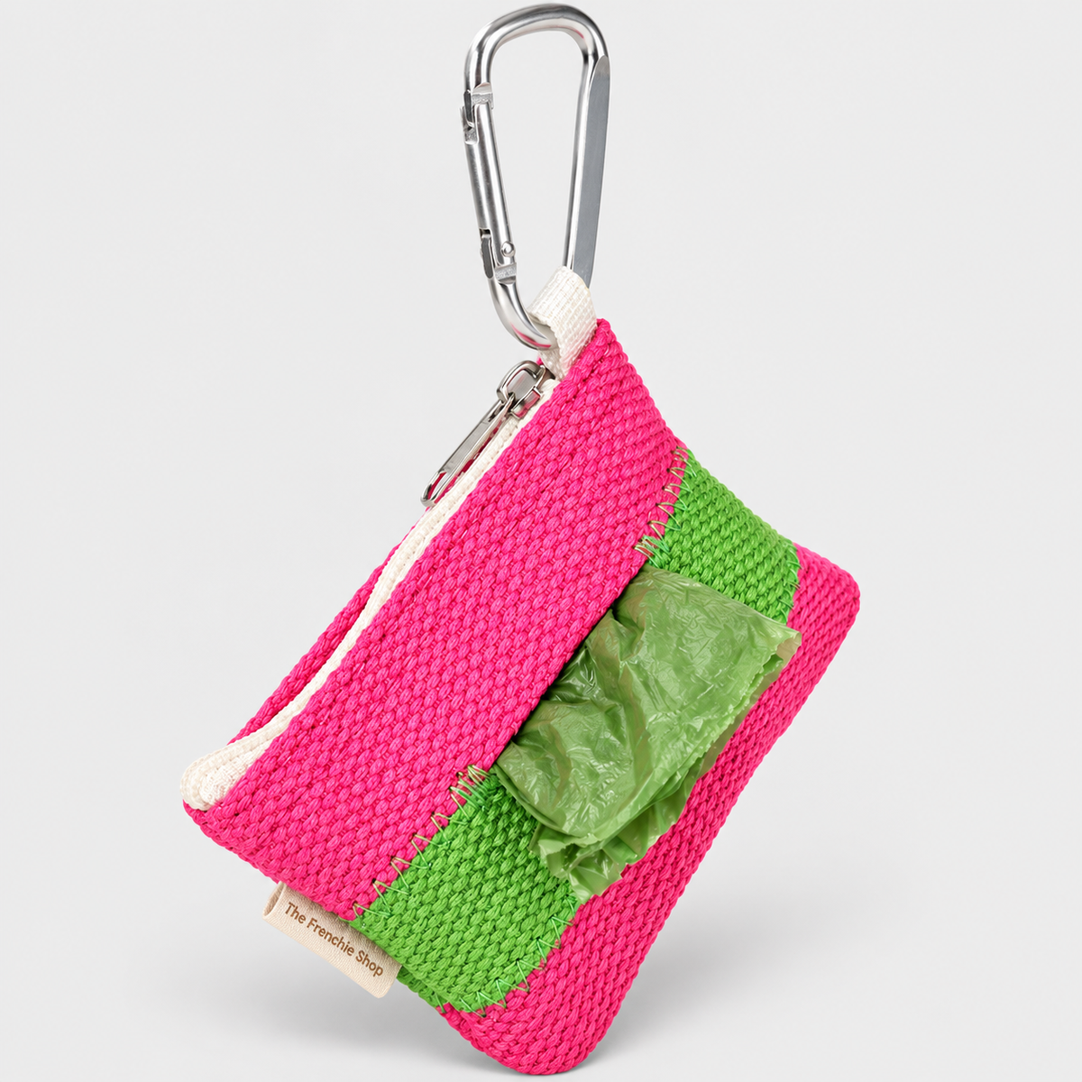 Colorblock French Bulldog Waste Bag Pouch — Magenta Green product photo