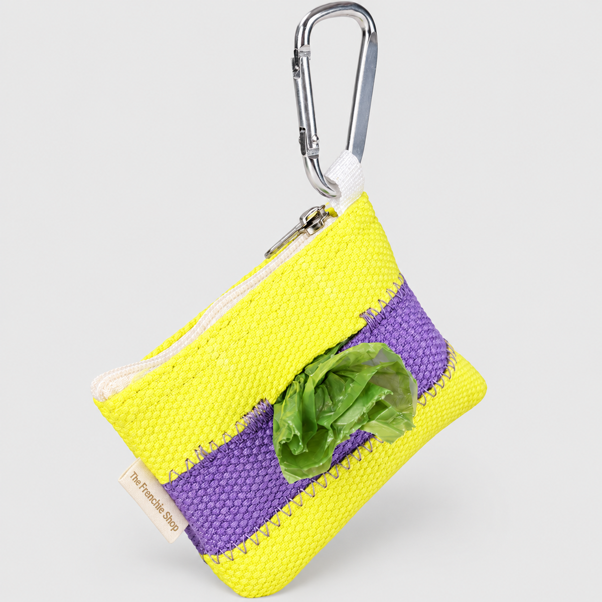 Colorblock French Bulldog Waste Bag Pouch — Purple Yellow product photo