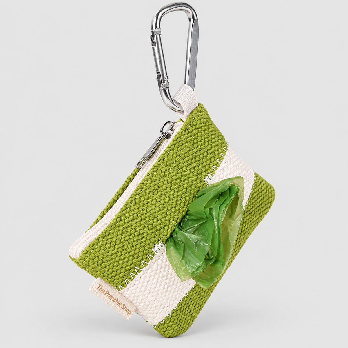 Colorblock French Bulldog Waste Bag Pouch — White Green product photo