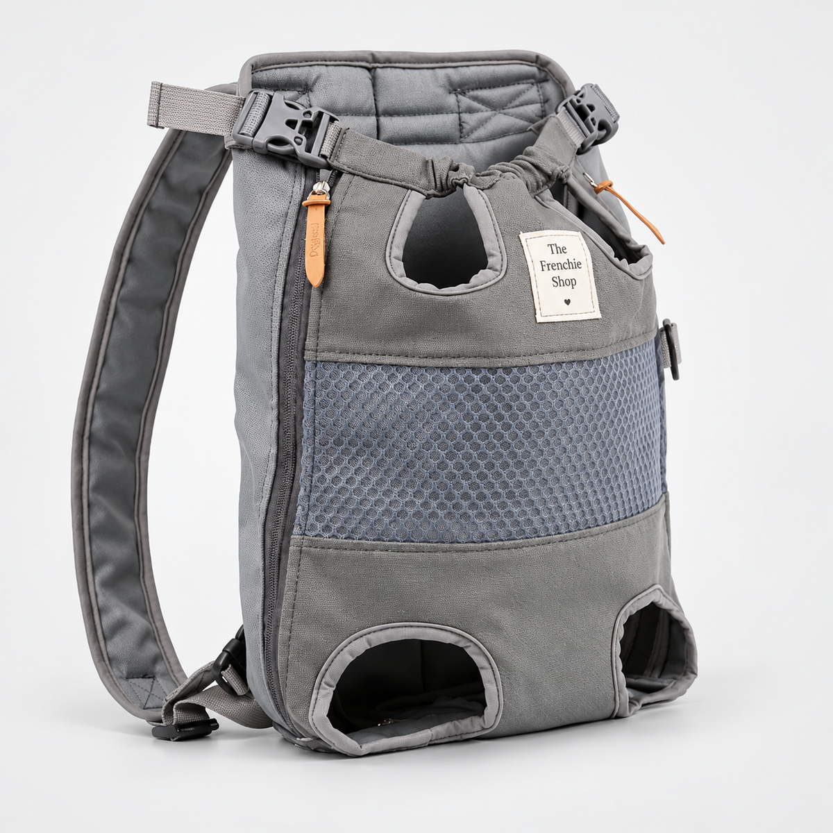 Colorblock Front French Bulldog Backpack Carrier — Grey product photo