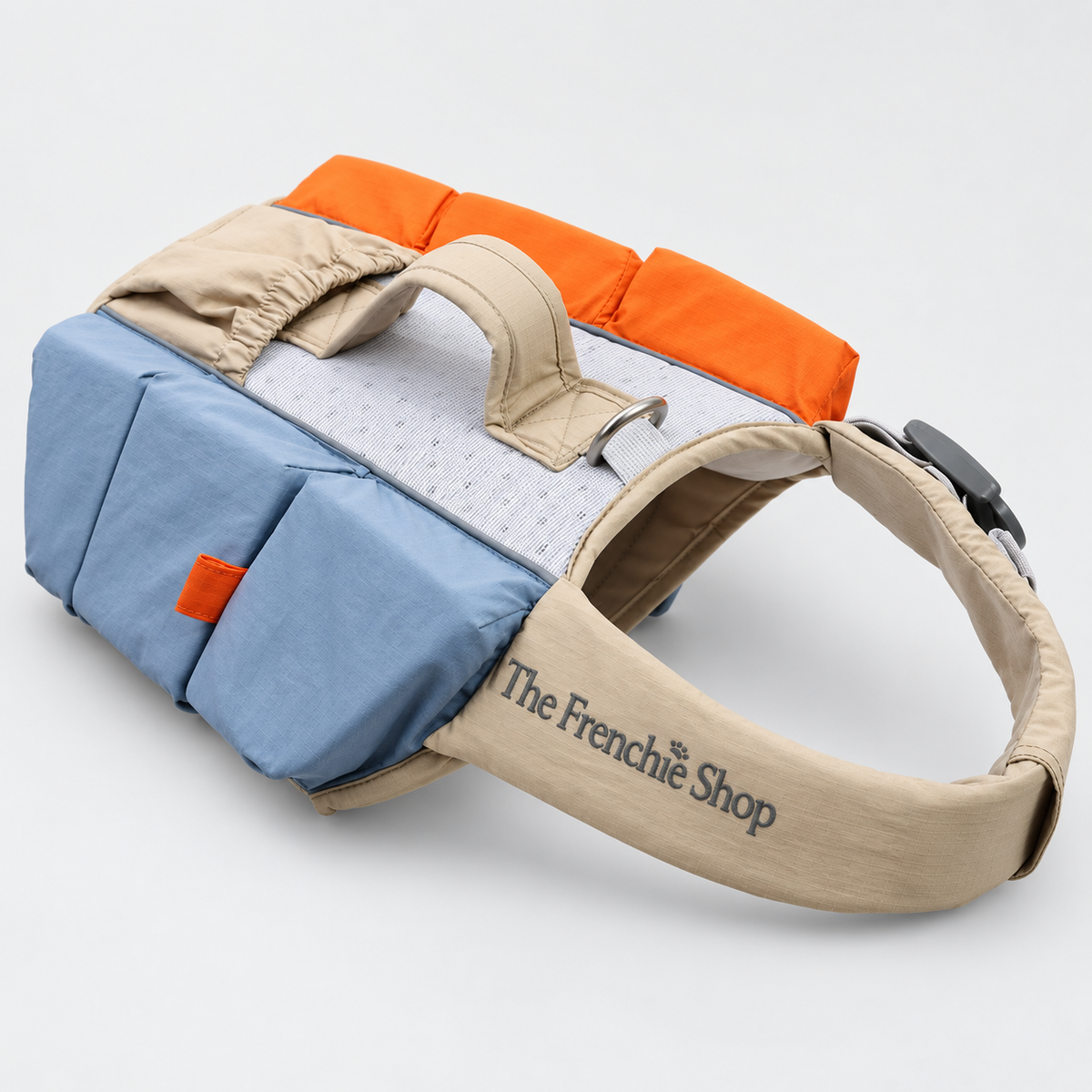 Colourblock French Bulldog Life Jacket — Blue / Orange product photo