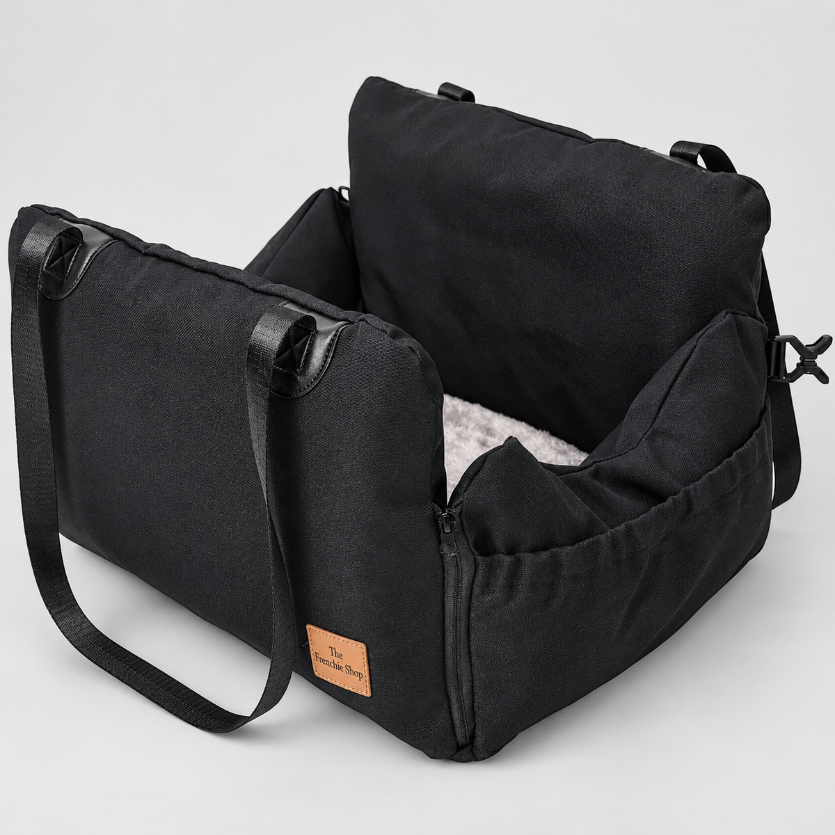 Convertible French Bulldog Car Seat Bed and Carrier — Black studio photo