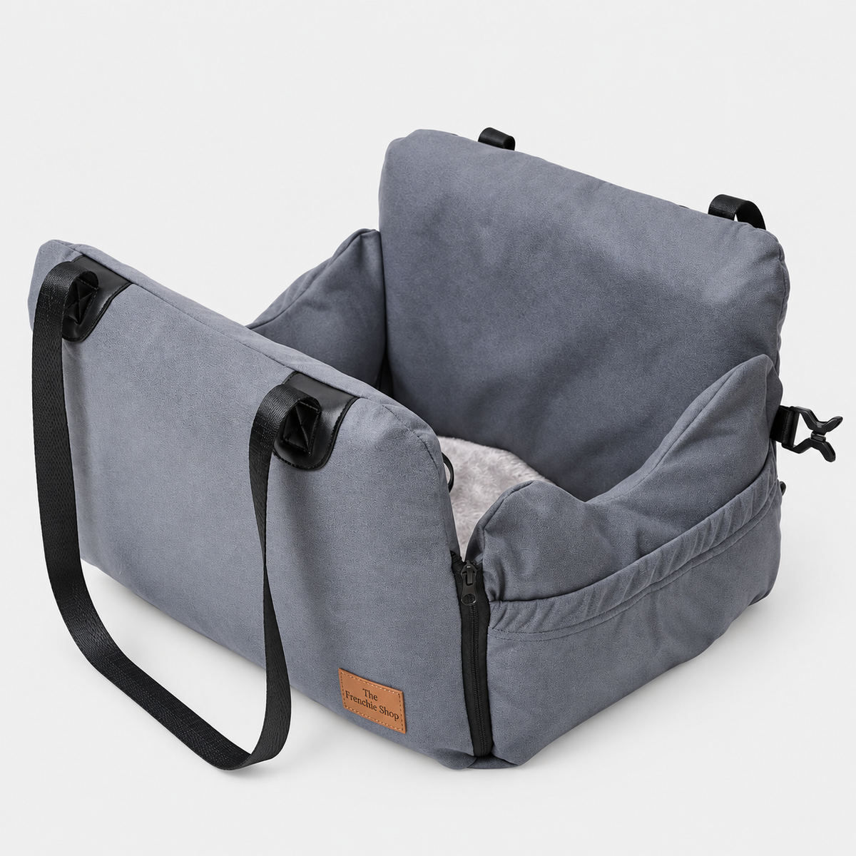 Convertible French Bulldog Car Seat Bed and Carrier — Grey product photo