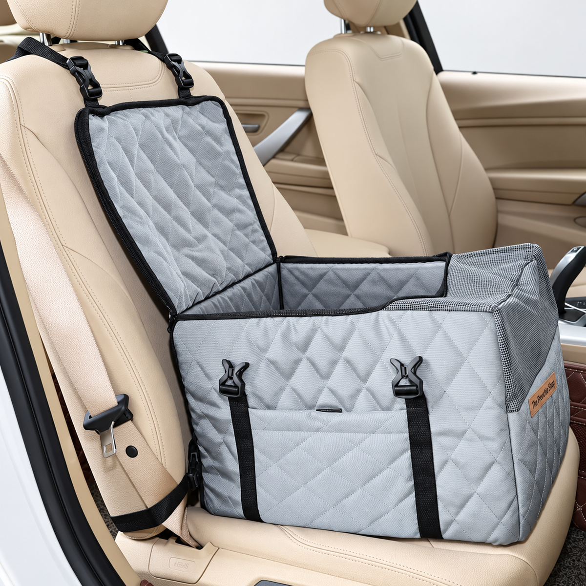 Convertible French Bulldog Car Travel Crate and Bed — Grey - Car Crate product photo