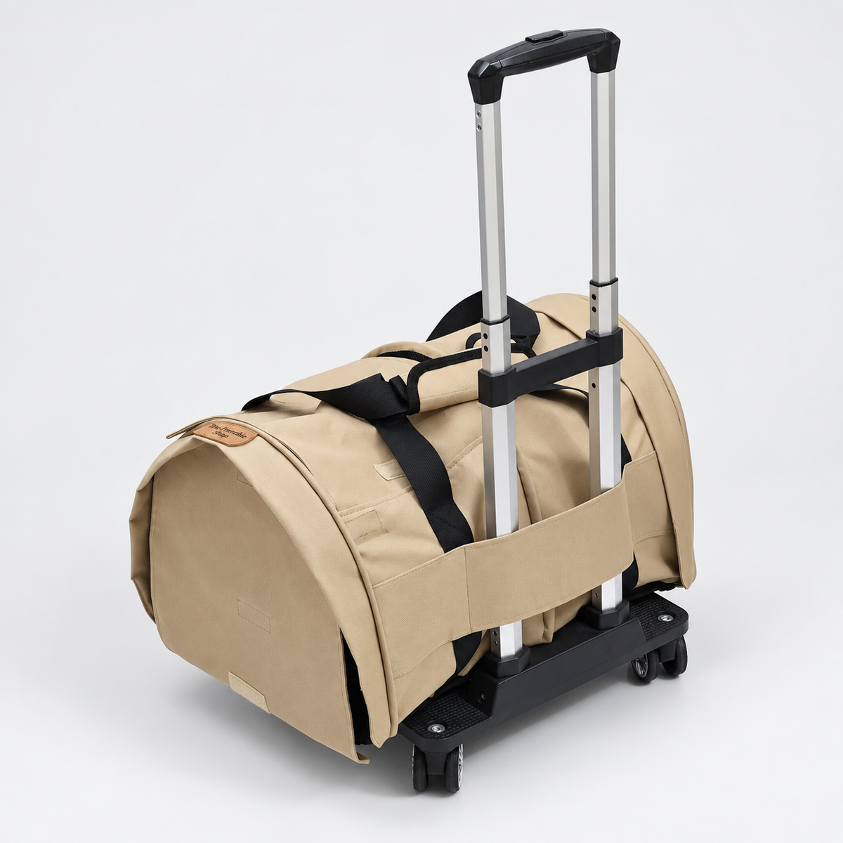 Convertible Rolling French Bulldog Travel Carrier — Khaki + Trolley studio photo