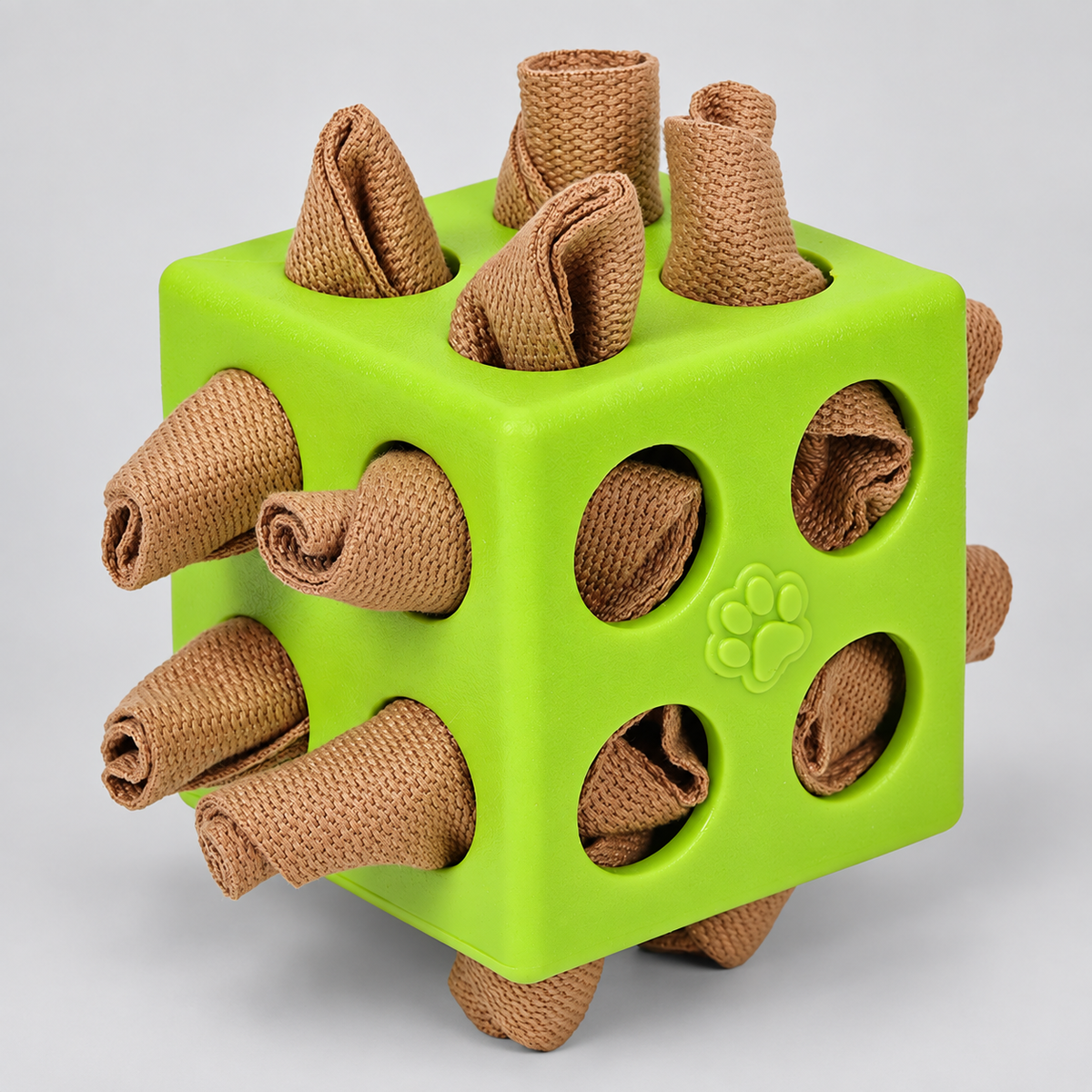 Cube French Bulldog Treat Puzzle Toys — Green Cube studio photo
