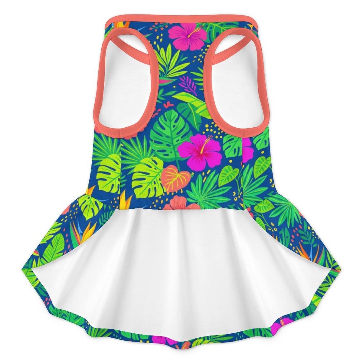 Tropical Palm Hibiscus French Bulldog Ruffle Dress