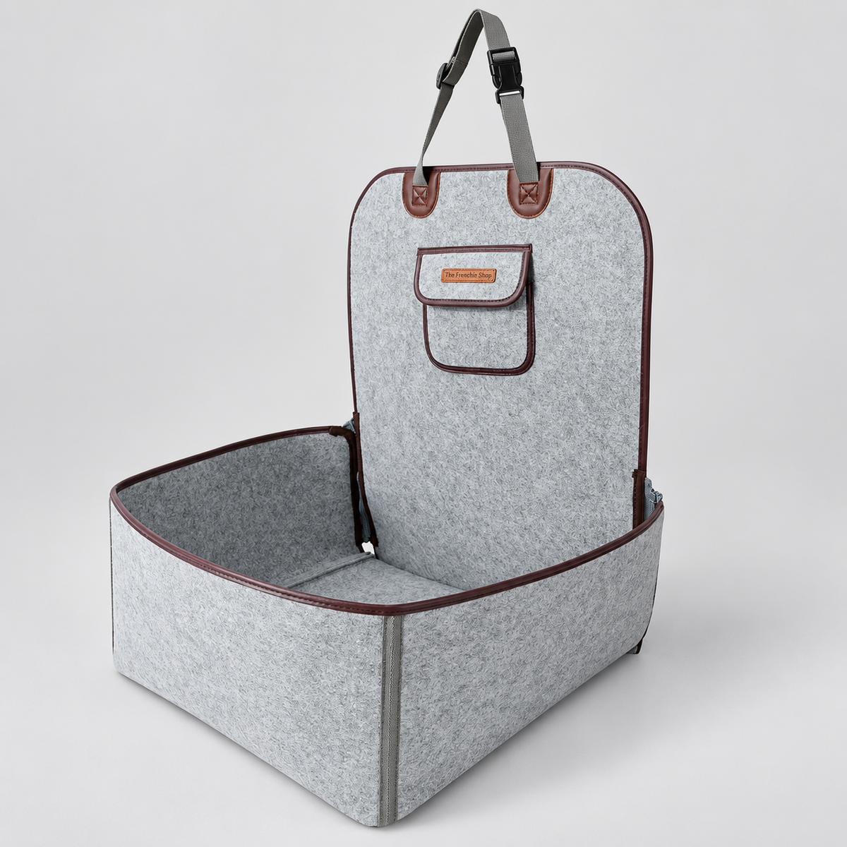 French Bulldog Car Seat Cover – Front & Rear Seat — Grey studio photo