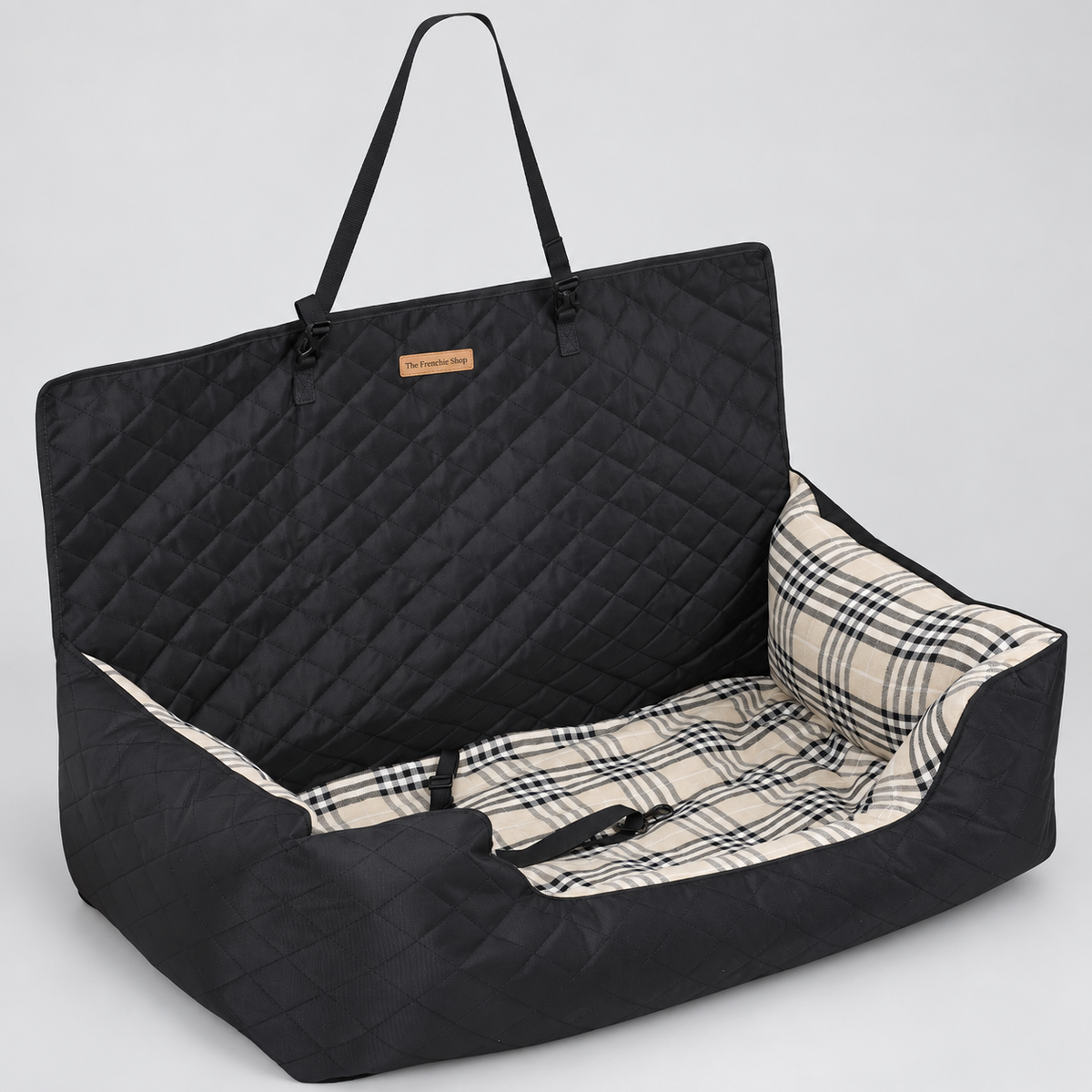 French Bulldog Car Travel Bed — Black studio photo