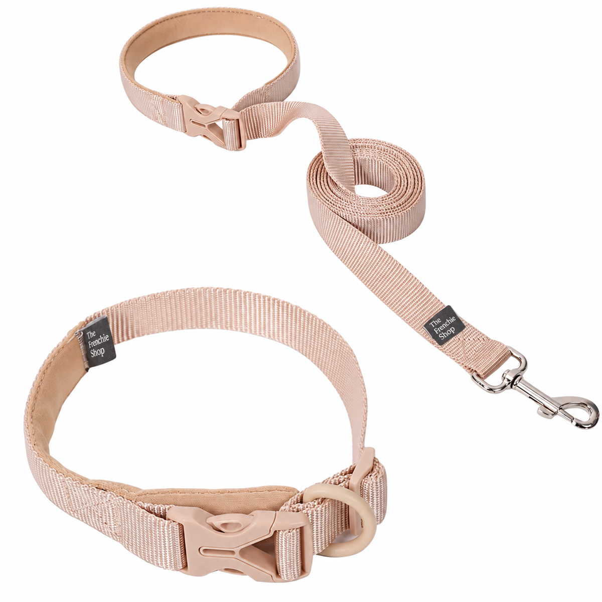 French Bulldog Harness & Collar – Neutral & Bright Colours — Milk Tea Collar product photo