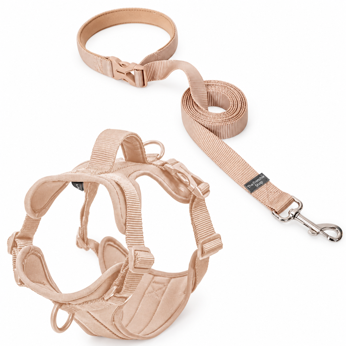 French Bulldog Harness & Collar – Neutral & Bright Colours — Milk Tea Harness product photo