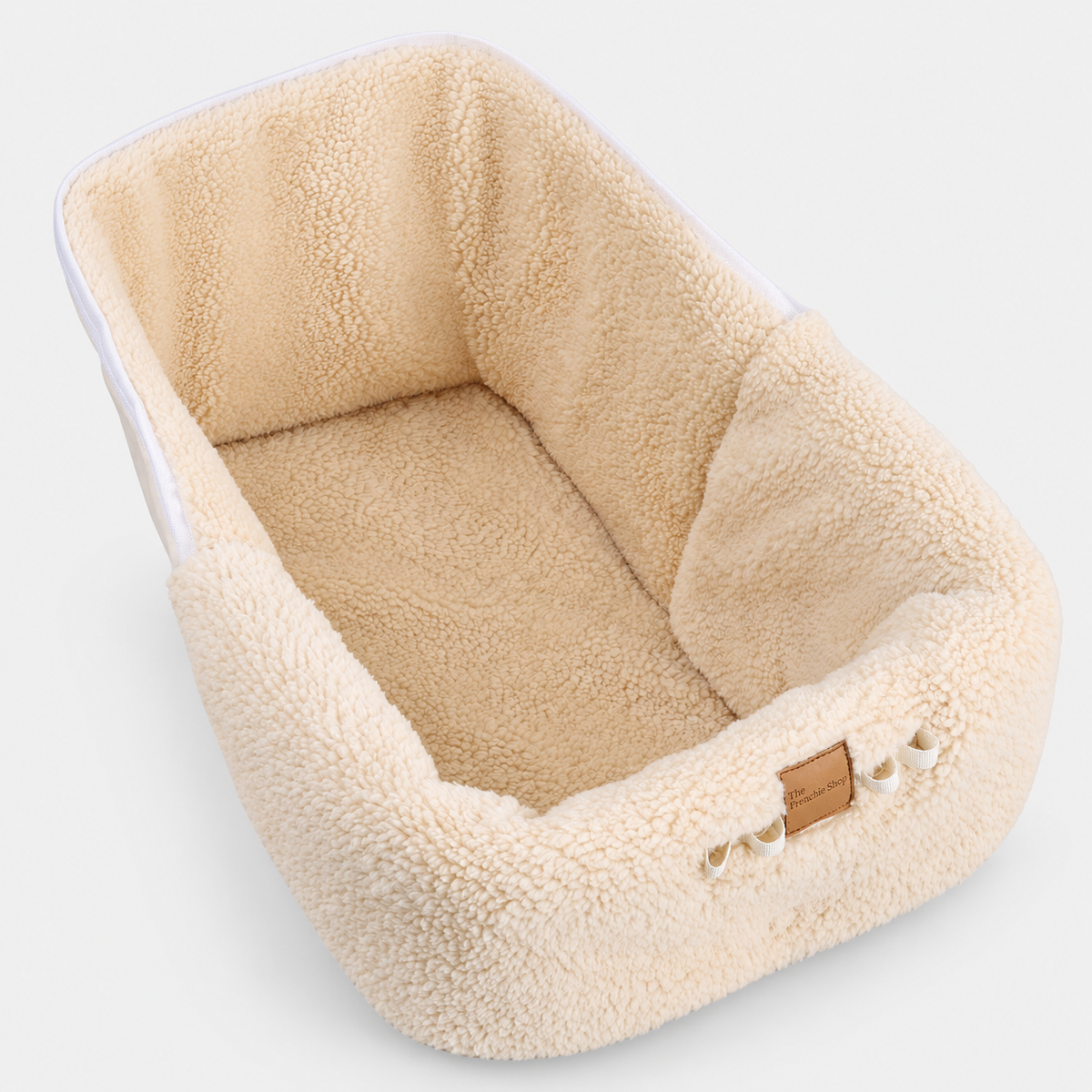 French Bulldog Stroller Fleece Liner & Cushion Covers — Beige Full Wrap product photo