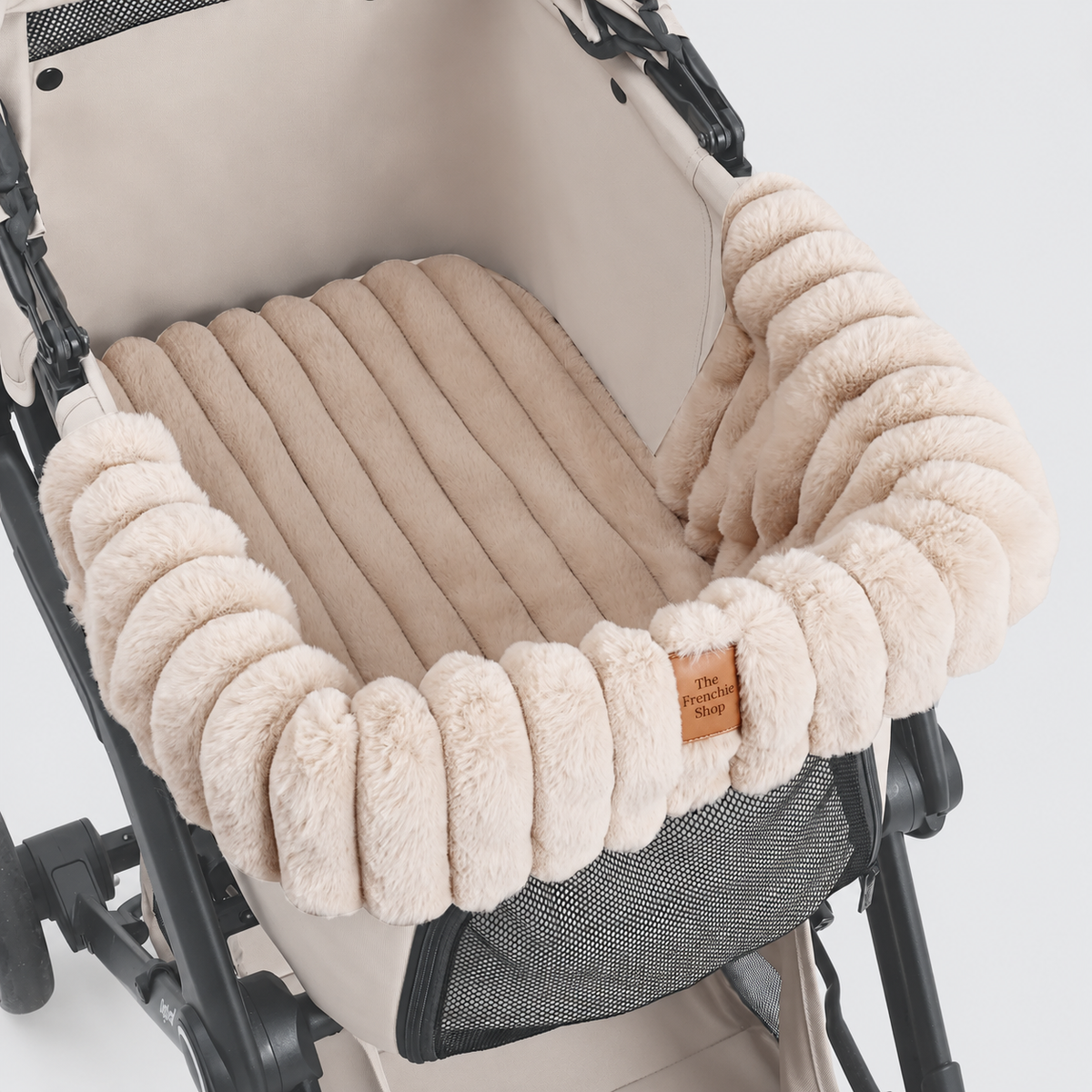 French Bulldog Stroller Fleece Liner & Cushion Covers — Grey Half Wrap product photo