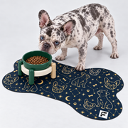 Midnight Constellations Frenchie Bone-Shaped Dog Bowl Mat