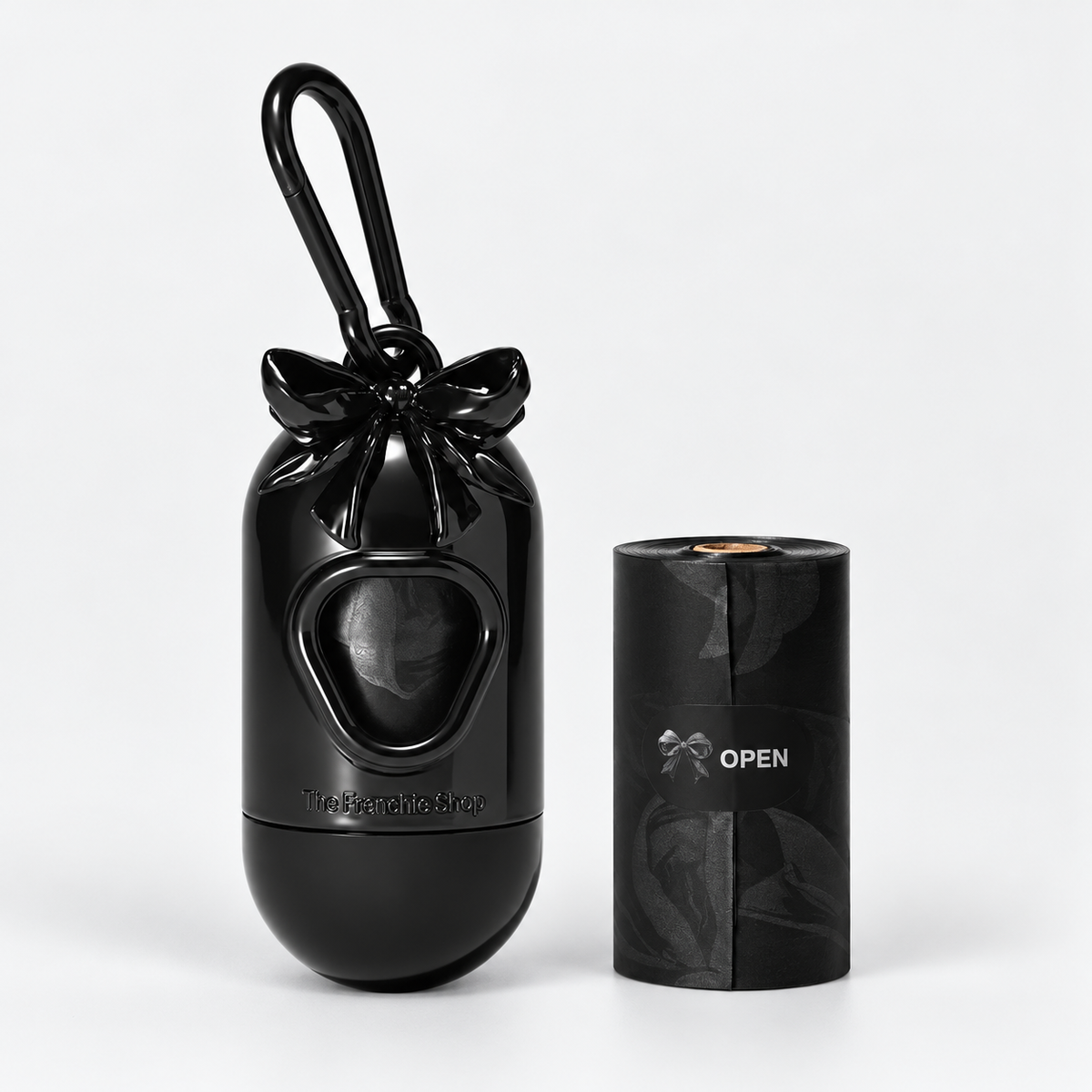 Capsule French Bulldog Poop Bag Dispenser — 1 Roll — bow