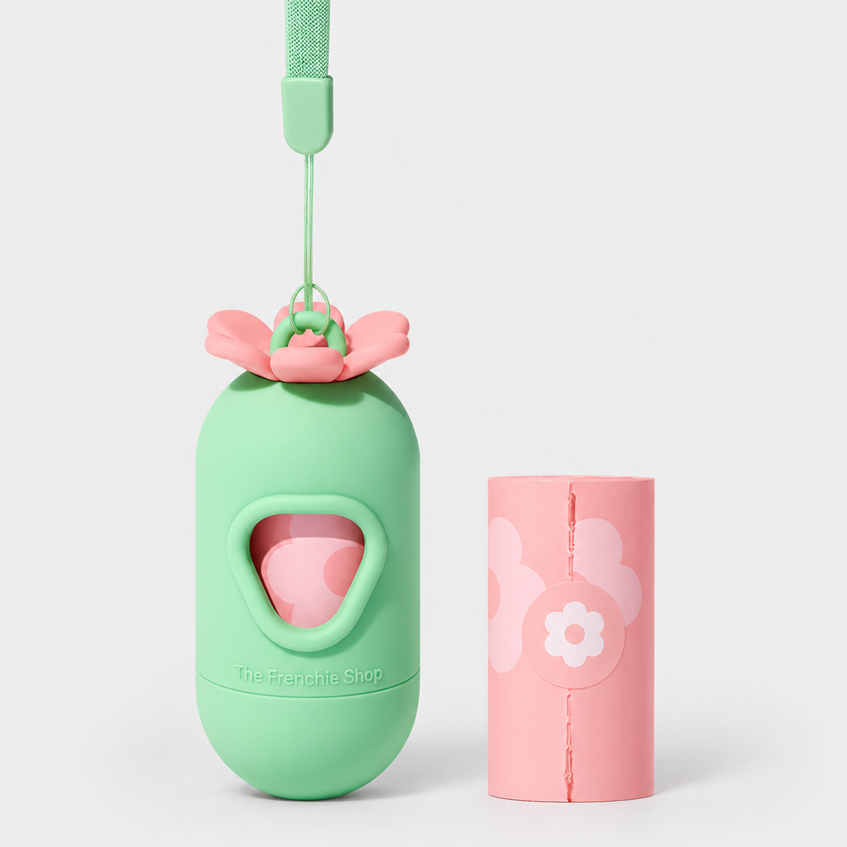 Flower French Bulldog Poop Bag Dispenser Set — flower