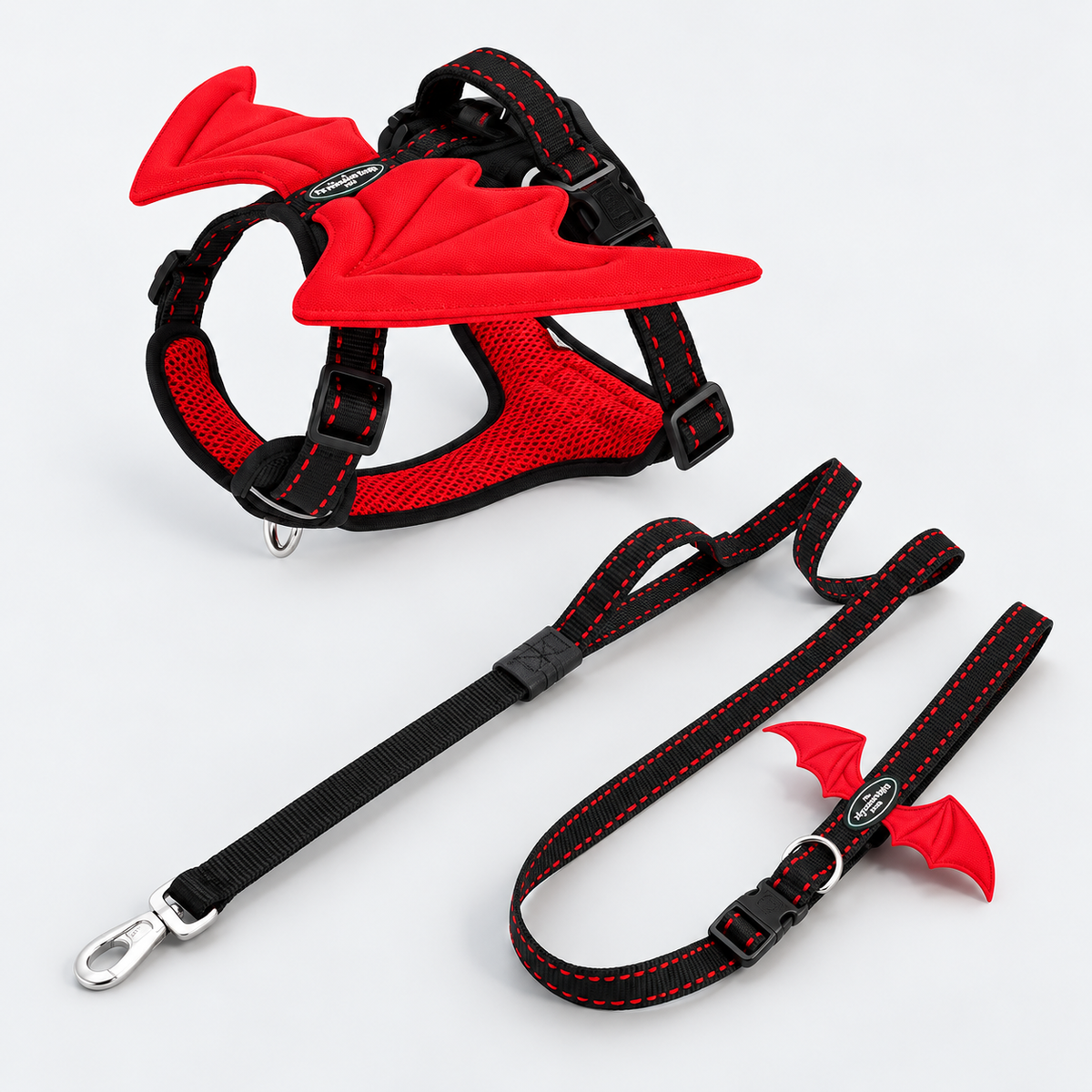 Winged French Bulldog harness — set black