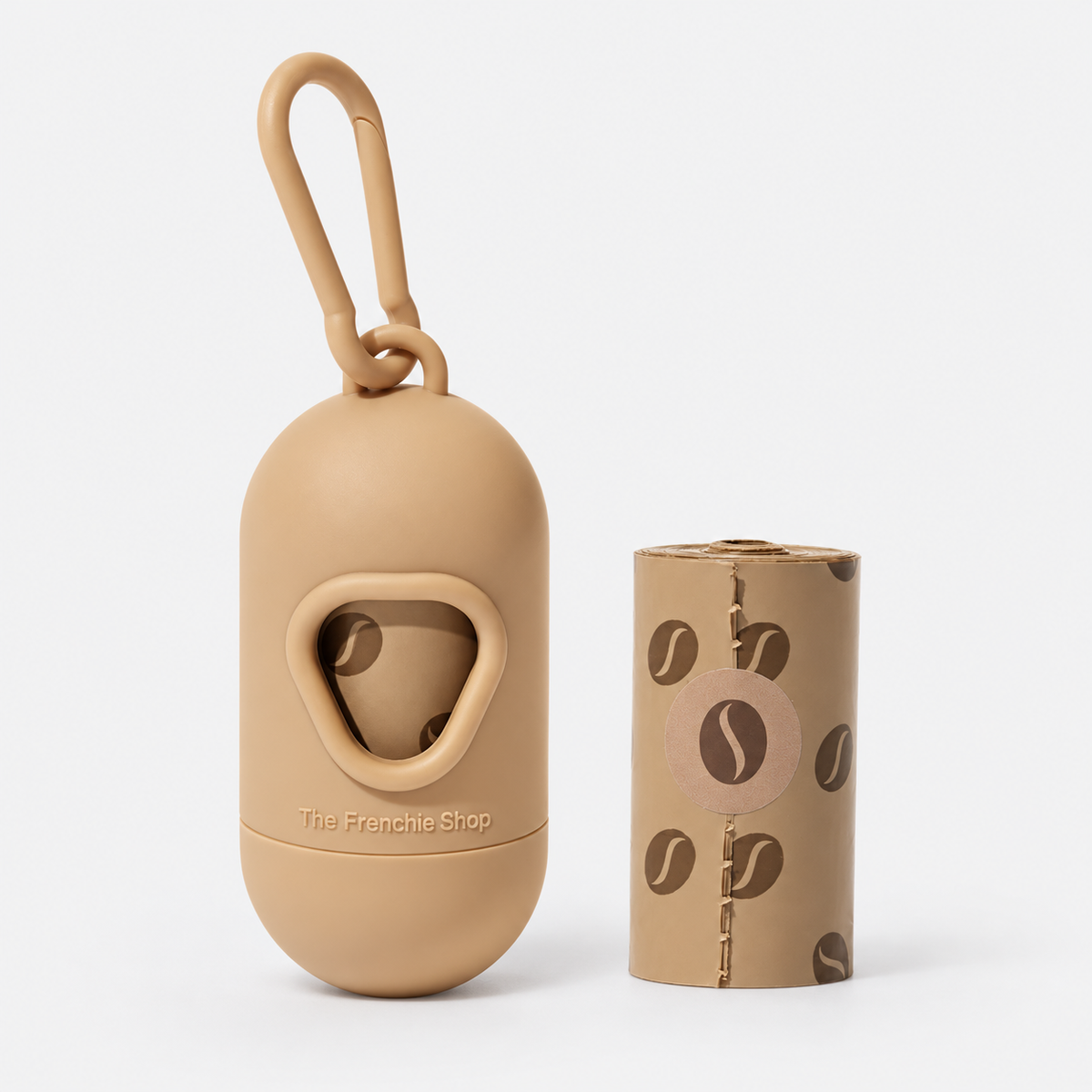 Capsule French Bulldog Poop Bag Dispenser — 1 Roll — coffee