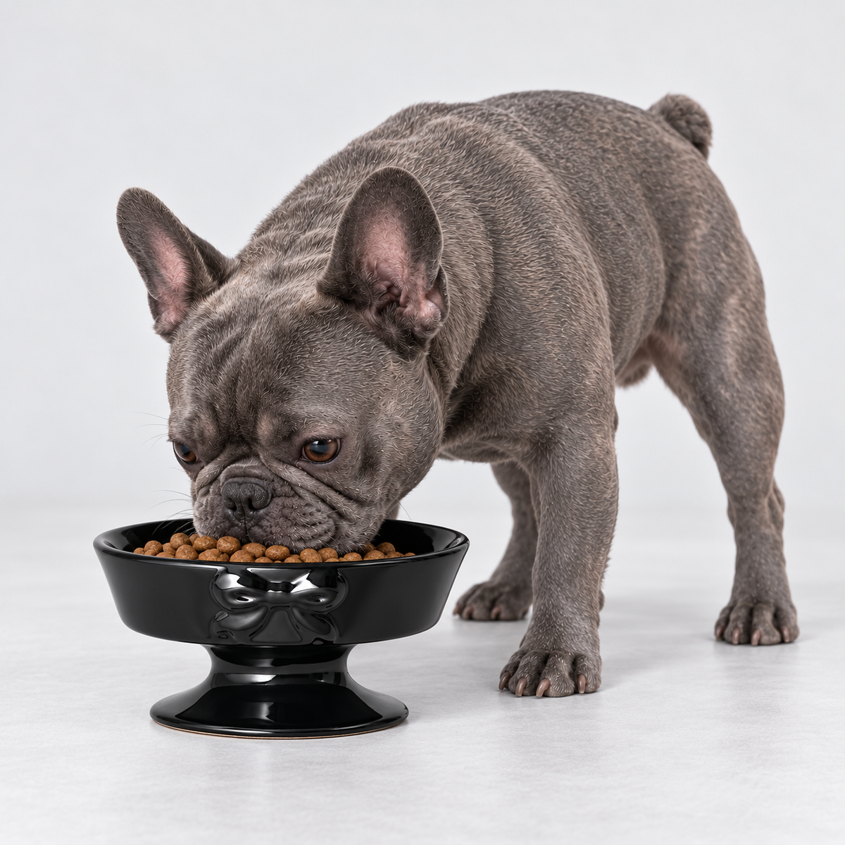 Bow Raised Ceramic French Bulldog Bowl — main