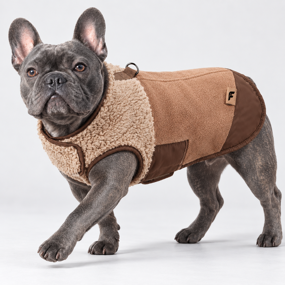 Fleece French Bulldog Winter Jacket — Brown product photo