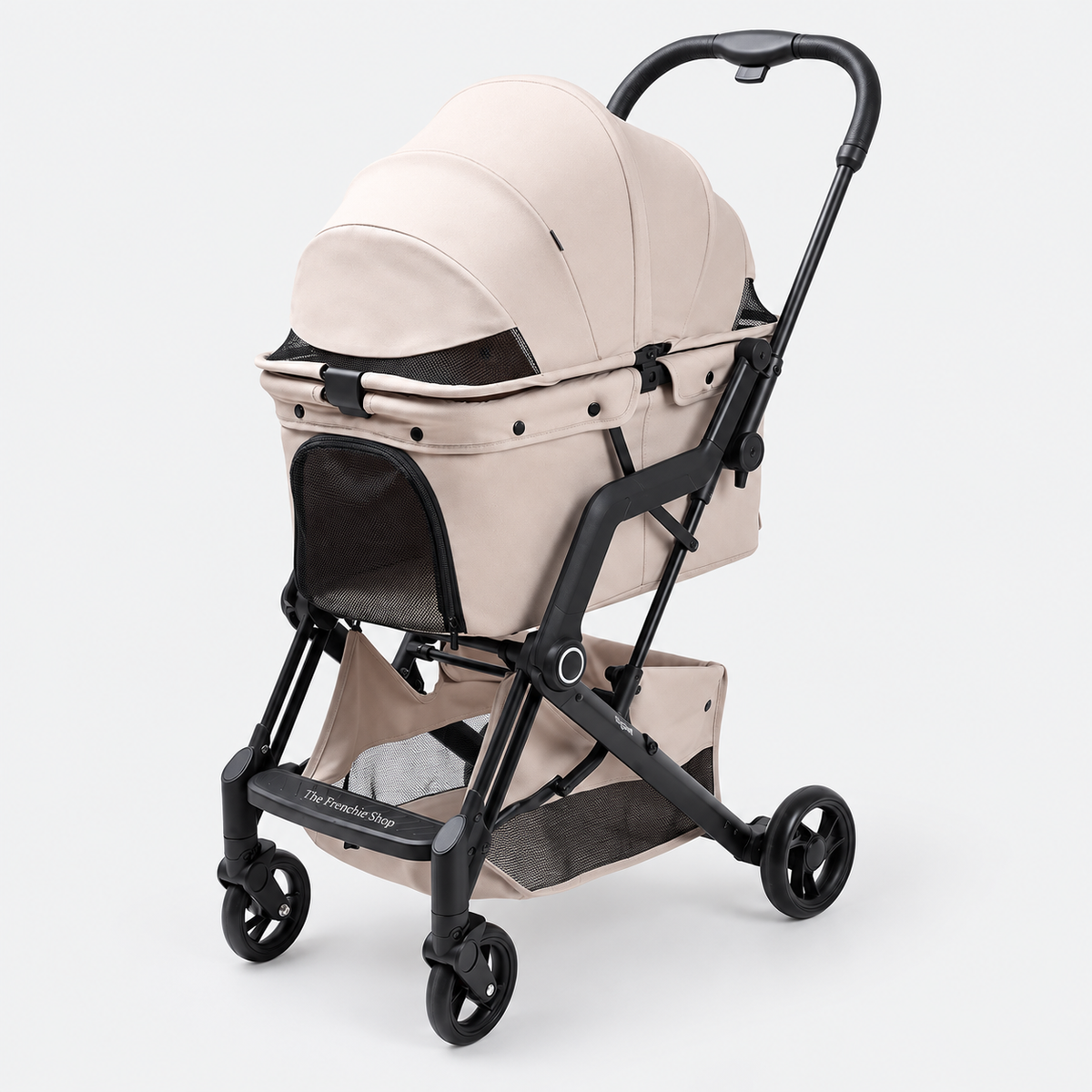 Foldable French Bulldog Stroller — Beige - Fixed Seat product photo