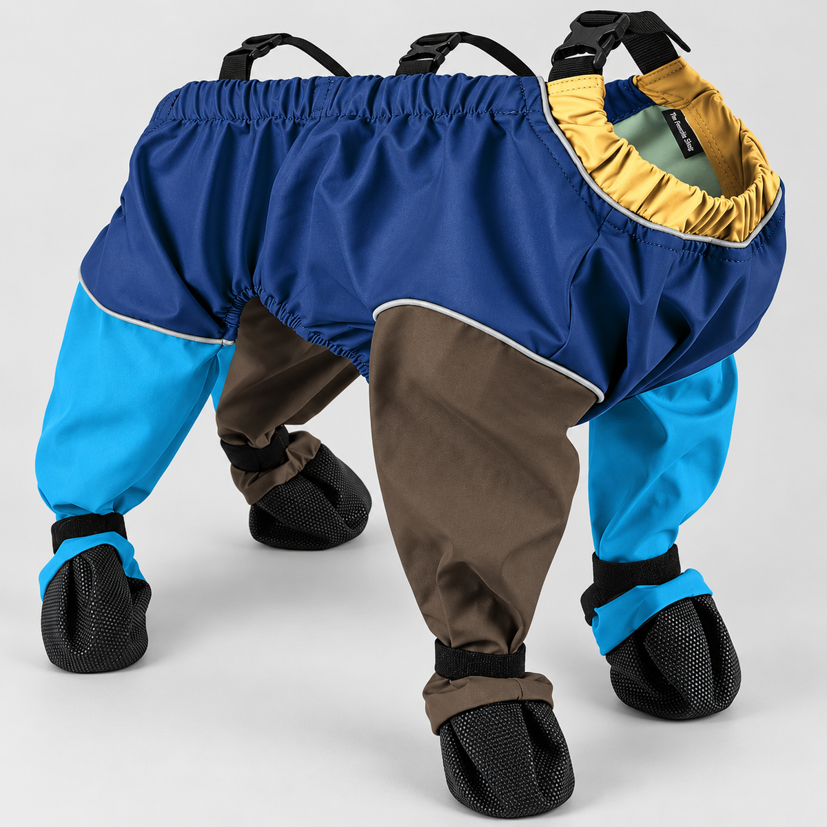 Four-Leg French Bulldog Protective Pants & Boot Covers — Blue Brown - Four-Leg Covers product photo