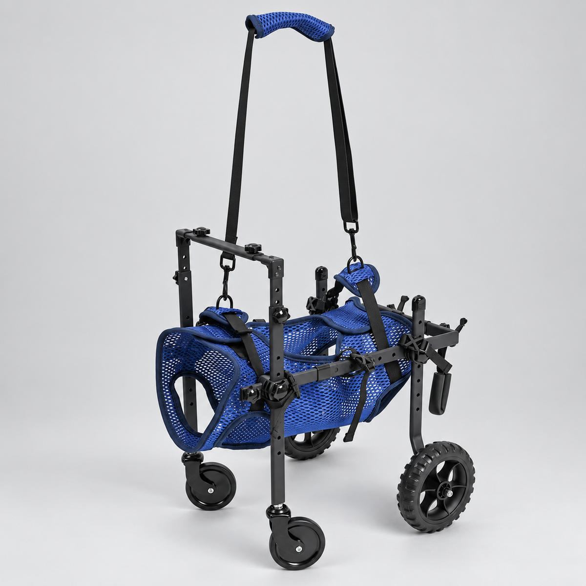 Four-Wheel French Bulldog Mobility Cart — Blue – S studio photo