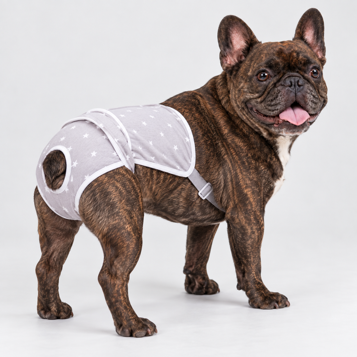French Bulldog Cotton Diaper Pants - Pink & Light Gray Light Gray