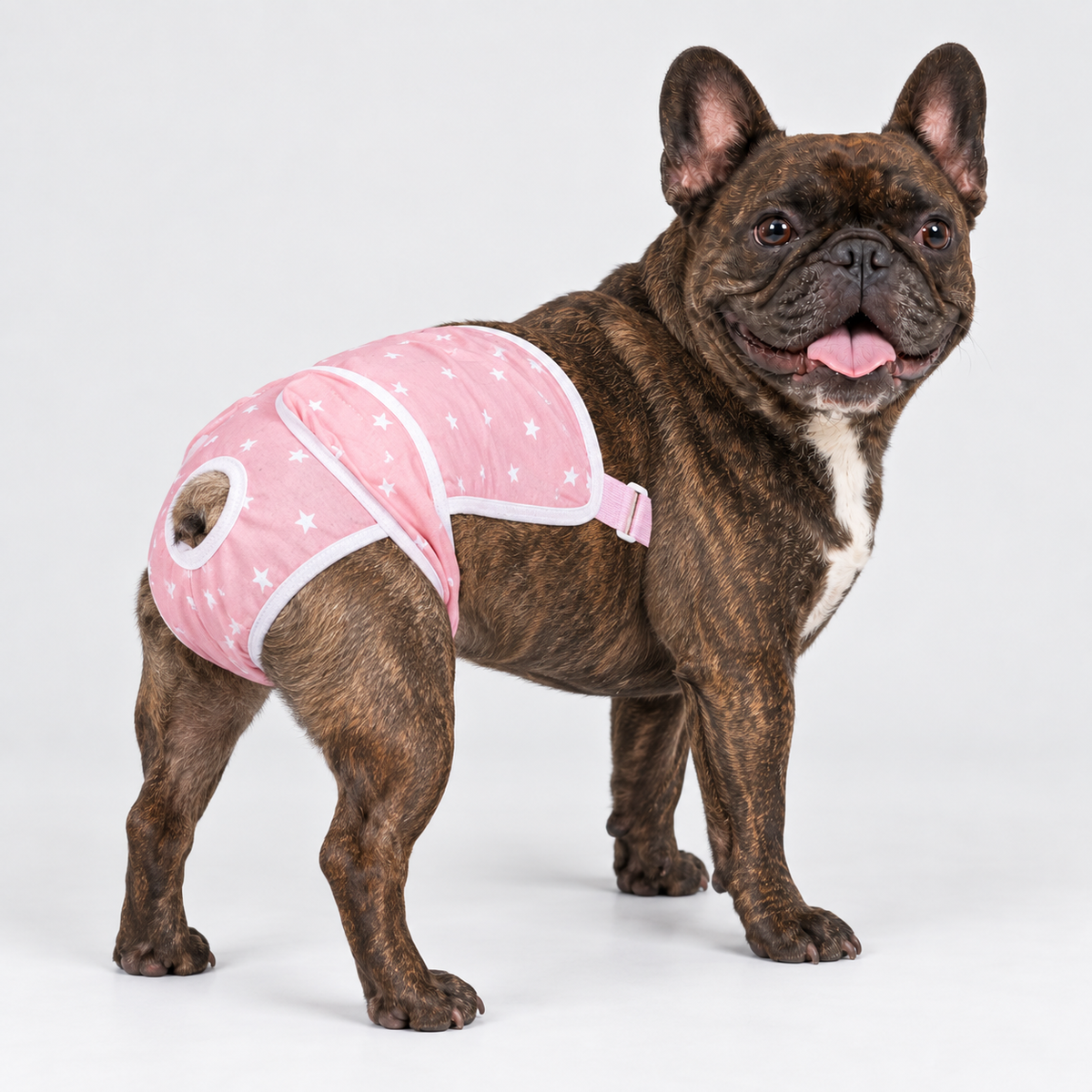 French Bulldog Cotton Diaper Pants - Pink & Light Gray Pink