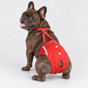 French Bulldog Red Sanitary Pants - Adjustable Neck Strap Red