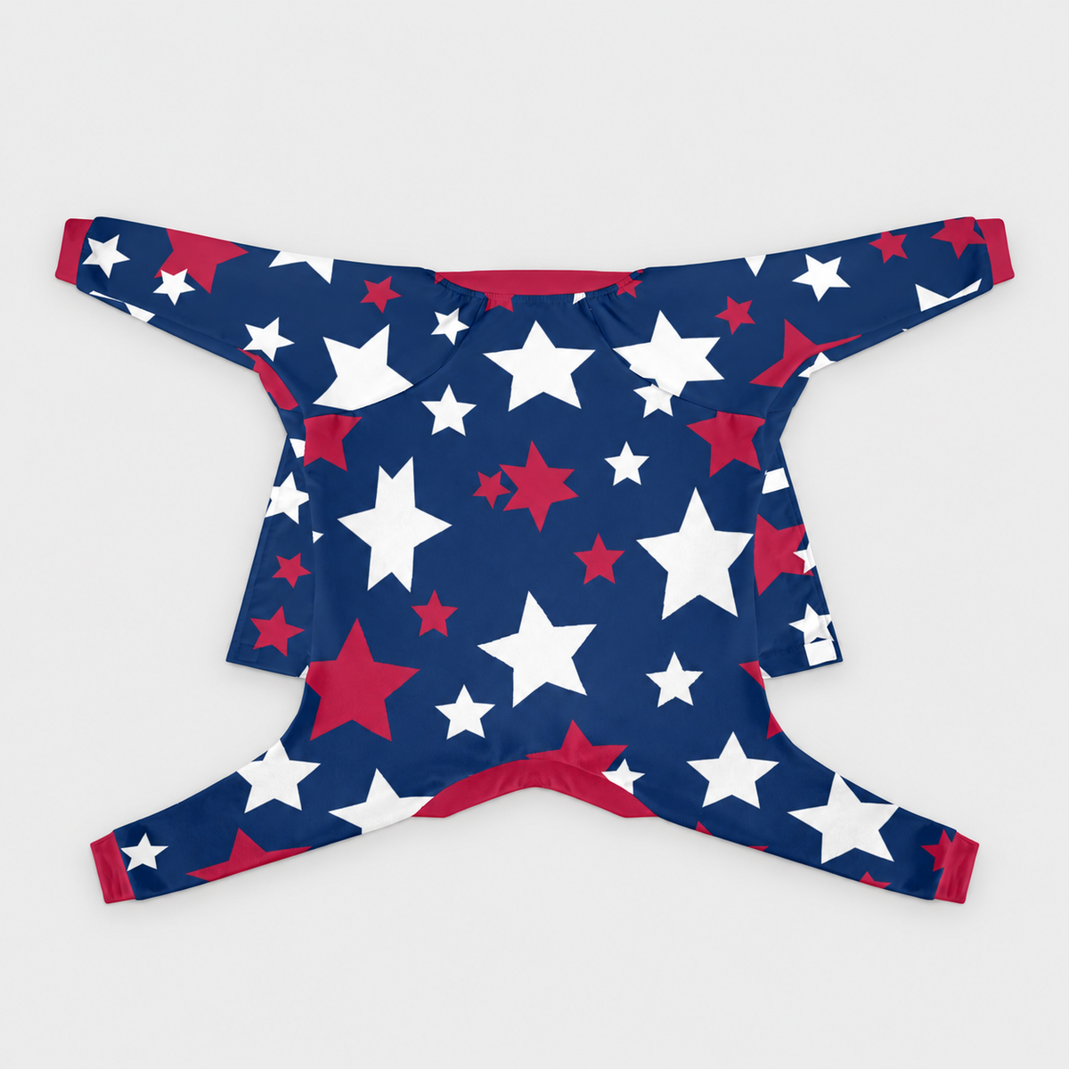 Patriotic Stars French Bulldog Pajamas - Soft Stretch Dog Sleepwear - back view