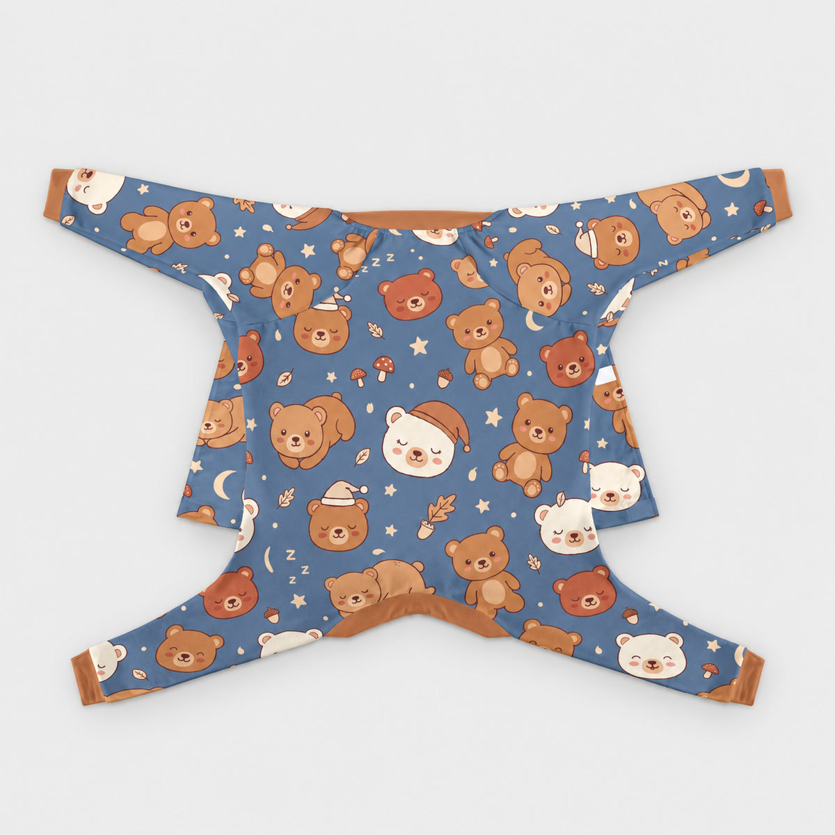 Sleepy Teddy Bear French Bulldog Pajamas - Soft Stretch Dog Sleepwear - back view