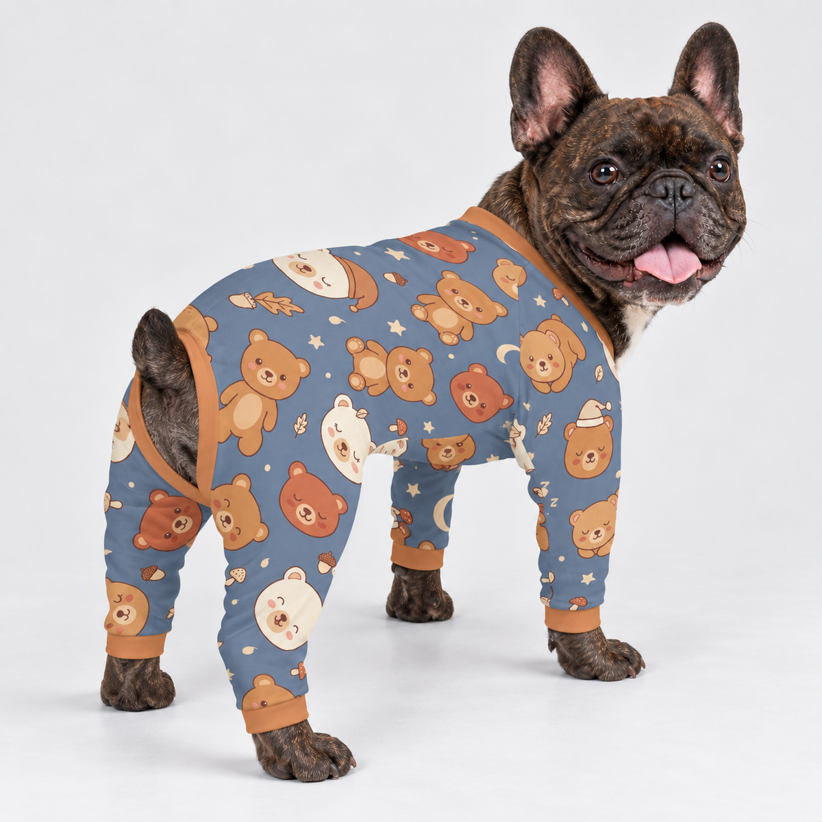 Sleepy Teddy Bear French Bulldog Pajamas - Soft Stretch Dog Sleepwear - second view