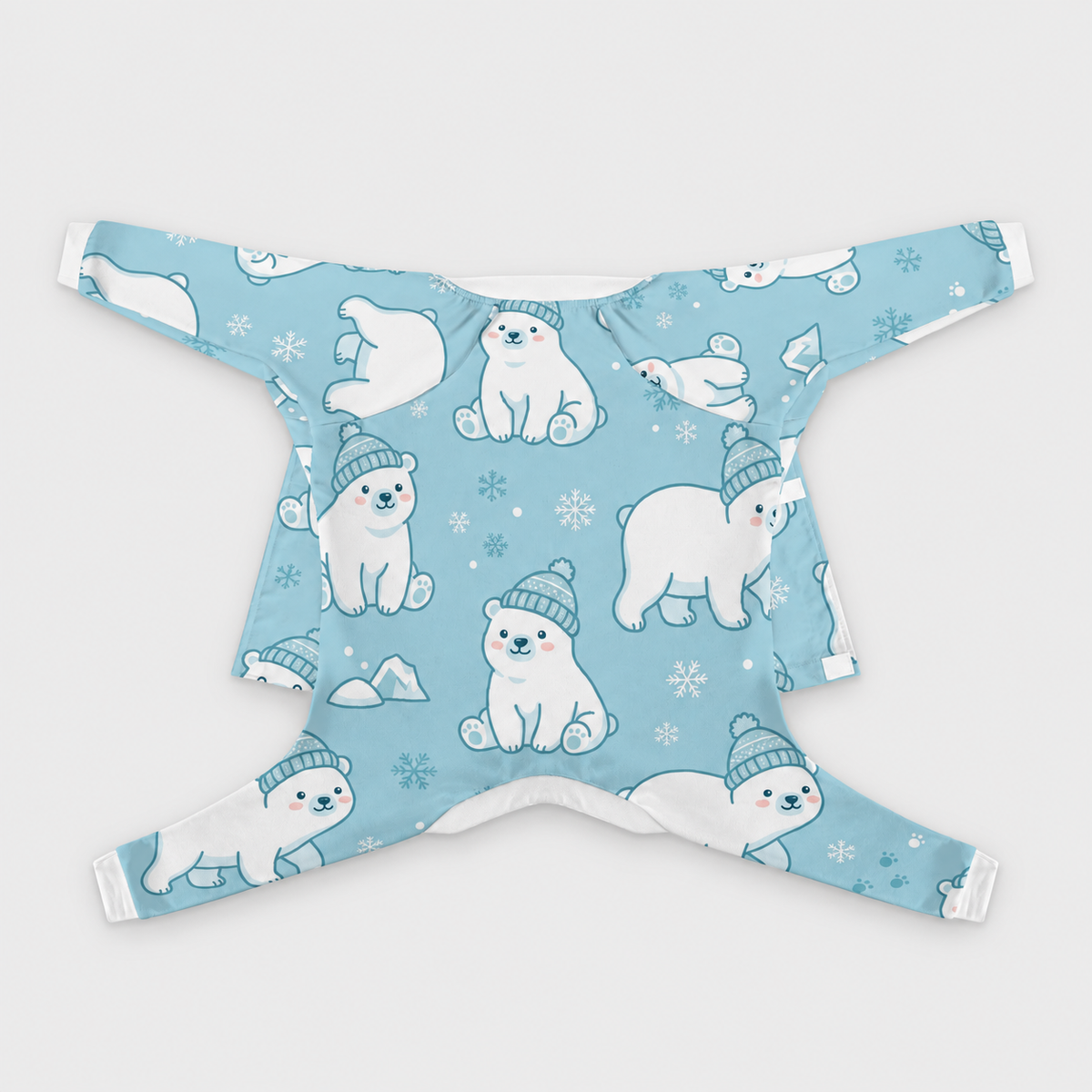 Winter Polar Bear French Bulldog Pajamas - Soft Stretch Dog Sleepwear - back view