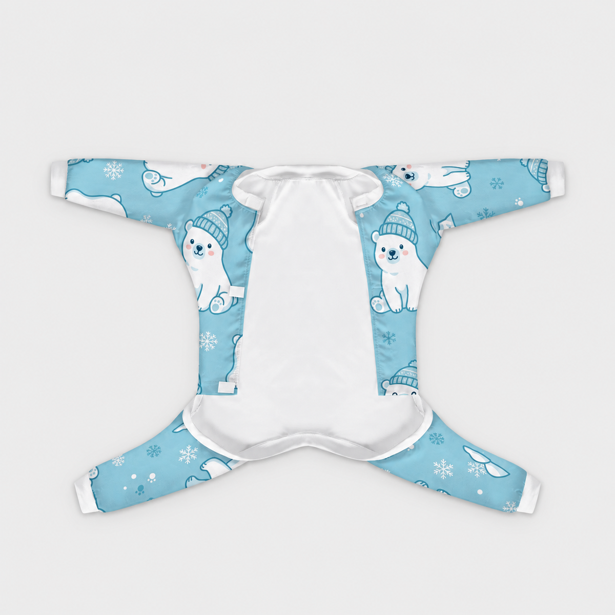 Winter Polar Bear French Bulldog Pajamas - Soft Stretch Dog Sleepwear - front view