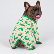 Green Caterpillar French Bulldog Pajamas - Soft Stretch Dog Sleepwear - hero view