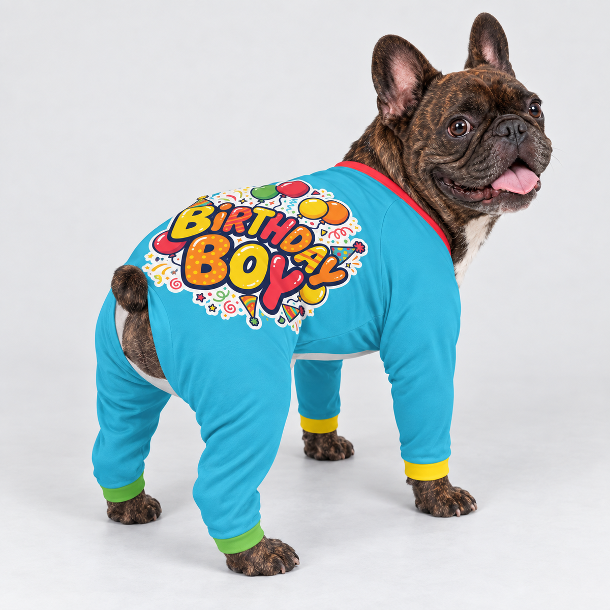 Birthday Party French Bulldog Pajamas - Soft Stretch Dog Sleepwear - second view