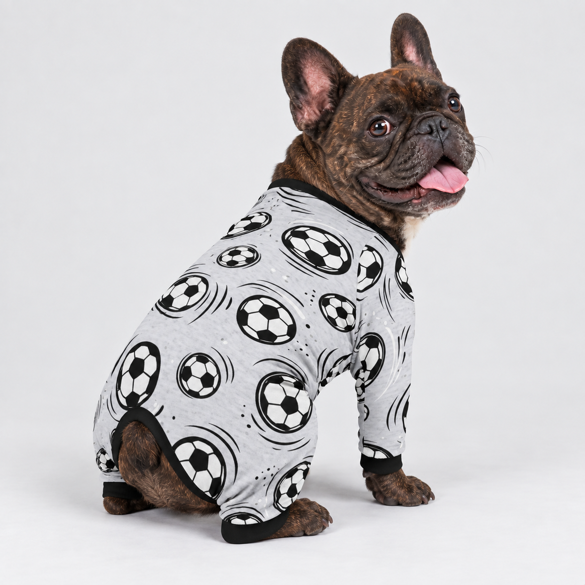 Soccer Ball French Bulldog Pajamas - Soft Stretch Dog Sleepwear - hero view