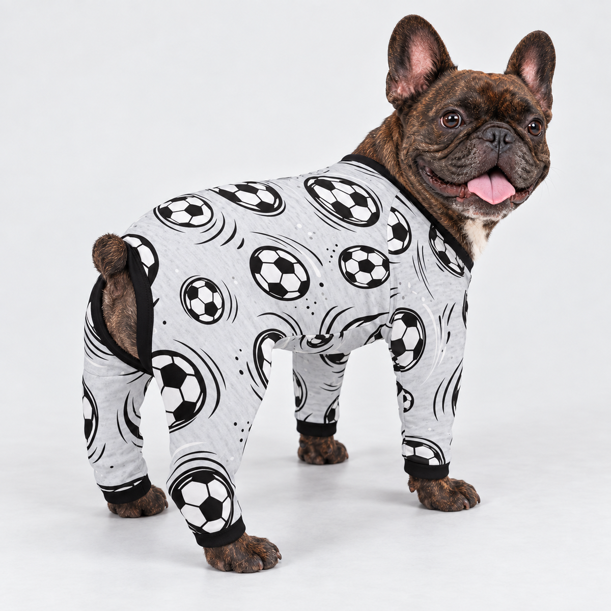 Soccer Ball French Bulldog Pajamas - Soft Stretch Dog Sleepwear - second view