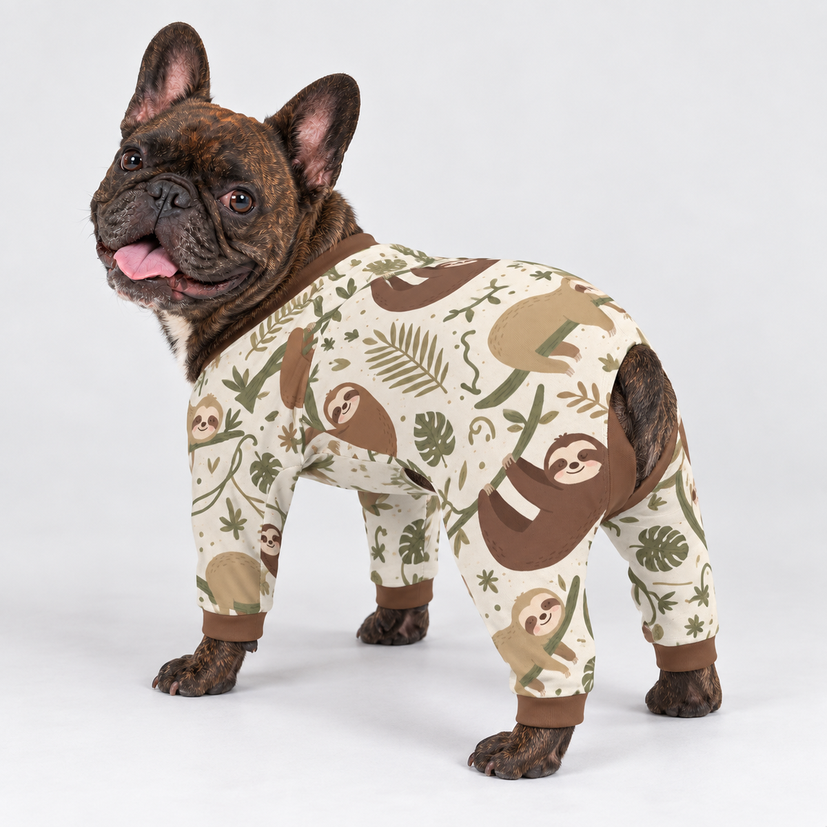Sleepy Sloth French Bulldog Pajamas - Soft Stretch Dog Sleepwear - hero view