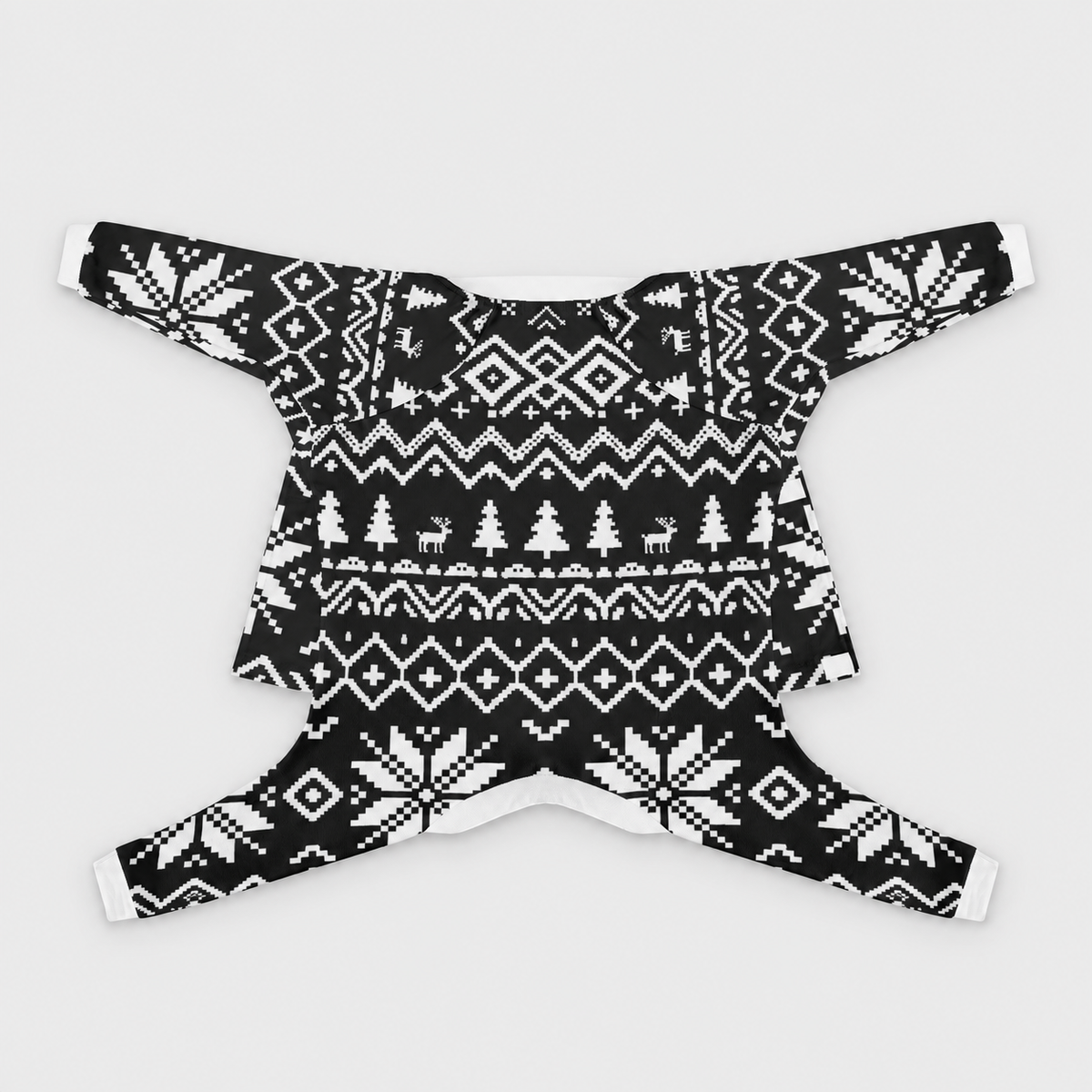 Holiday Snowflake French Bulldog Pajamas - Soft Stretch Dog Sleepwear - back view